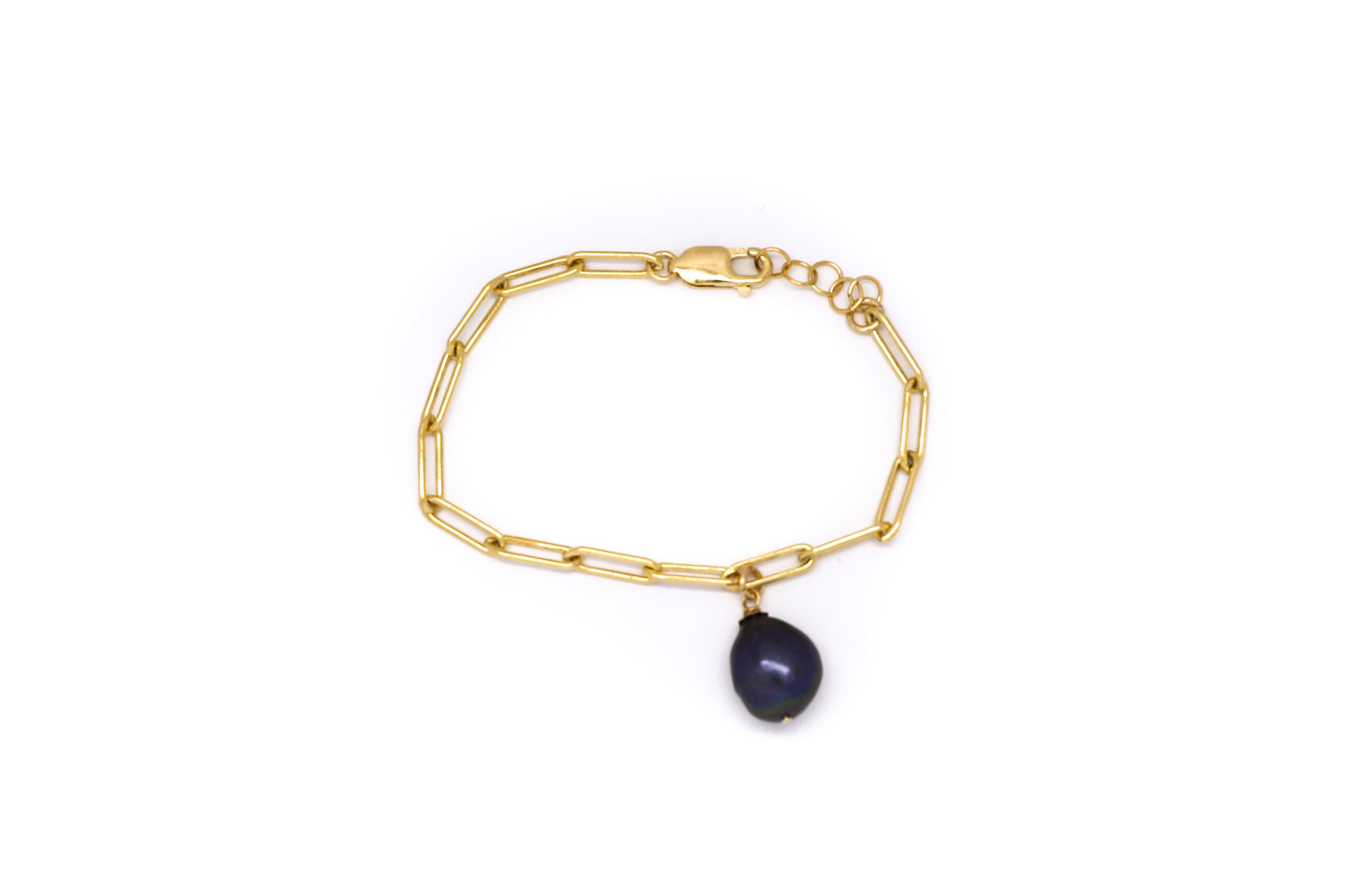 Small Oval Link Chain Bracelet + Freshwater Pearl