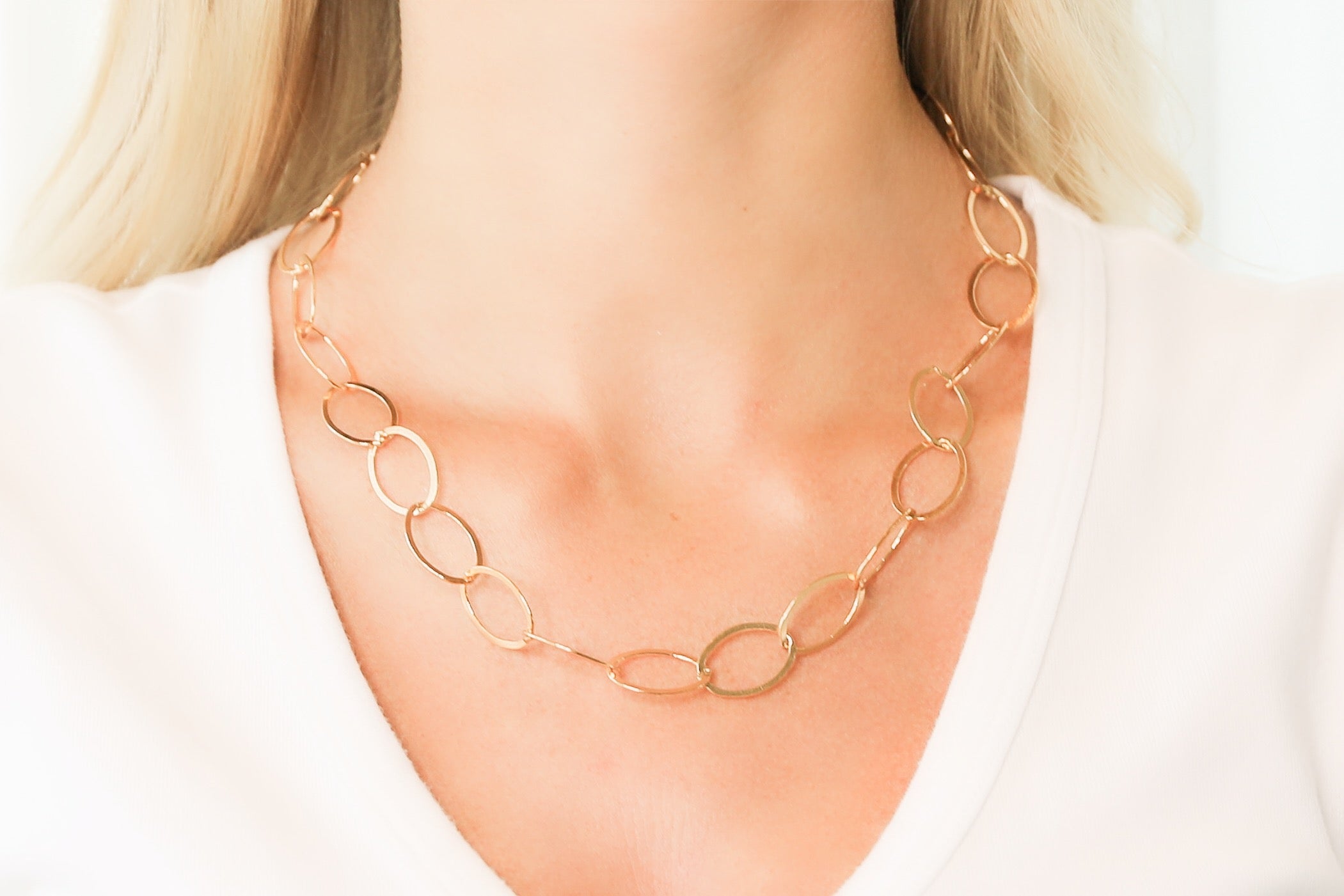Thick Oval Link 14K Solid Gold Italian Chain Link Necklace, Large Links  modern Minimalist Layering Chain Necklace Great for Everyday Wear - Etsy